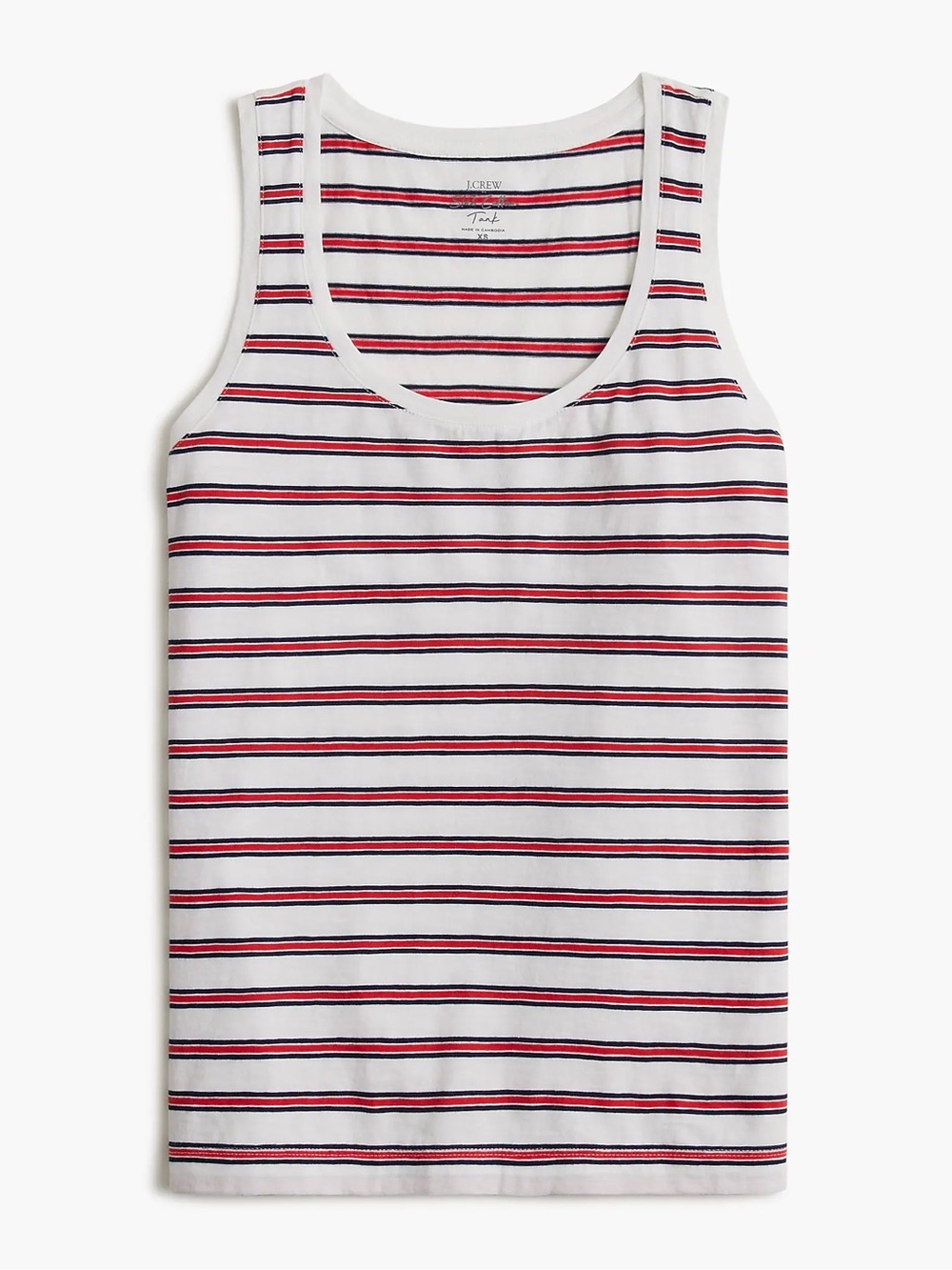 J. Crew Factory Striped Vintage Slub Cotton Tank Top in Red and White Stripe L